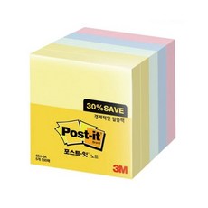 쓰리엠 알뜰팩 포스트잇 76 x 76 mm 654-5A 500p, 노랑, 애플민트, 크림블루, 러블리핑크, 2개
