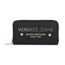 VERSACE JEANS 범 사철 사치품 여사 블랙 폴리 에스터 로고 패턴 지갑 지갑 지갑 지갑 지갑 지갑 선물케이스 E3VTBPD3 71081 899