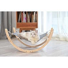 조립이 간편한 반려묘 스윙 토이 BEELIKE Cat Hammock Cat Bed Cat Furniture Wooden Rocking Chair Rolling Cradle Swing Toy for Cat Kitten Easy Assemble, 옵션 1 Size = Large