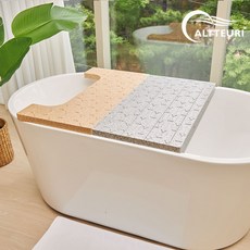 알뜨리 신소재 욕조 덮개 커버 반식욕 트레이 거치대 선반 발판 받침대, 욕조 트레이(U형1개)본품, 스톤그레이, 1개