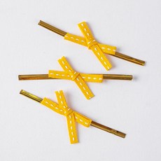 리본빵끈(스티치) 옐로우 4mm 8cm50개 철끈 철사끈 식빵 절단 포장 칼라 타이 예쁜, 26WO_리본빵끈(스티치) 옐로우 4mm 8cm 50개