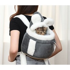 리브 부드럽고 따뜻한 고양이 외출 산책가방, 1개, 회색