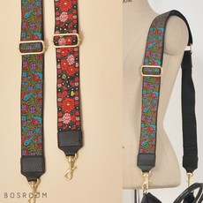 [보스룸] [BOSROOM]여성 스트랩유 소가죽 에스닉 꽃무늬 숄더 크로스스트랩 가방끈