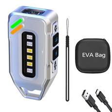 경광등 비상등 싸이키 USB 충전식 LED 손전등 작업 조명 키체인 토치 경찰 어깨 클립 경고 깜박이 야외 램프, [04] With Bag, 1개