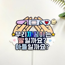 젠더리빌 임신 임망아웃 성별 축하 케이크토퍼, 딸아들