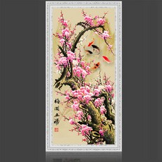 푸아이 3D 보석십자수 매화 50x100 DIY 집들이 선물 인테리어 소품(사이즈 7종)+행운십자수(30x30)RQ271, 1세트, 50*100cm