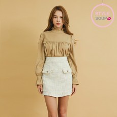 숲 프릴넥 리본 블라우스(SW9LSE6)
