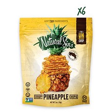 Natural Sins Baked Pineapple Chips | 1 Ounce Bag ( Natural Sins 구운 파인애플 칩 | 1온스 백(6개 팩) | 비건 글루튼 프리, 6개
