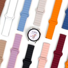 엔터콘 갤럭시워치 마그네틱 링 루프 실리콘 밴드 스트랩, 20mm, 선택옵션:20mm／밀크티+스타라이트