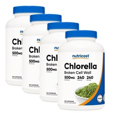 뉴트리코스트 클로렐라 500mg 추출물 캡슐 Nutricost Chlorella, 4개, 240정