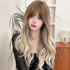 이쁘다샵 가발위드 긴머리 웨이브 여성 통가발 옴브레 다몬, 옴브레 베이지, 1개