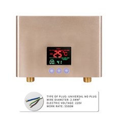 소형전기순간온수기 전기온수기 초미니온수기 미니온수기 미니 전기 온수기 LCD 5500W 탱크리스 순간 가정용 욕실 샤워 온수 고속 난방 110V, 9.Gold - 미국 플러그