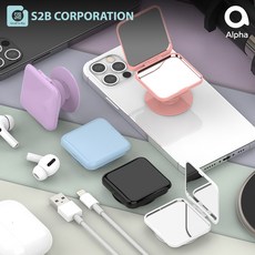 S2B 알파 레인보우 미러 그립톡 홀더 스마트폰 거치 그립 홀더, 화이트