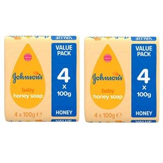 Johnson's Baby 존슨즈 베이비 허니 솝 꿀 비누 Honey Soap 100g 4개입 2팩, 1세트