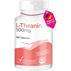 Vitamintrend 독일 고용량 L-테아닌 180캡슐 500mg (마그네슘 스테아레이트 없음 면역 체계 및 기억력 지원 스트레스 완화 및 숙면에 도움), 180정, 1개