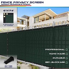 WINDSCREEN4 스 무거운 개인 정보 보호 스크린 울타리 색상 순수한 녹색 6X 174 황동 3 년 보증 15 (6 x 174 Green with Zip Ties), 6 x 174, Green with Zip Ties