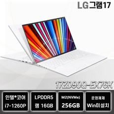 LG그램17 17ZD90Q-EX76K 인텔 i7 사무용 업무용 대학생 노트북, Free DOS, 16GB, 256GB, 화이트