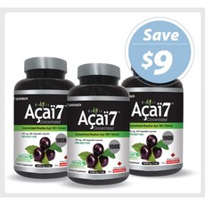 Brazil Acai 7 100x 200mg 200 Vcaps 3 PACK 아사이베리 100배 200정 3병 브라질 아사이베리 100배 200정 캐나다에서 직배송, 3개