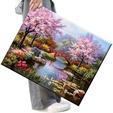 FASEN 액자 보석십자수 캔버스형 DIY 키트 40 x 50 cm, FSE46.벚꽃이춤추며날다, 1세트