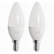 이케아 IKEA LED전구2P E14 470루멘 2700K 화이트, 1개, 이미지참조