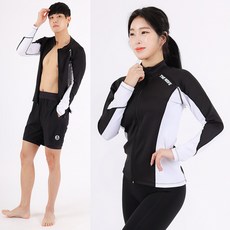 어썸블리 더 웨이브 커플 집업 배색 래쉬가드 빅사이즈 상의 티셔츠