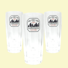 일본 아사히 슈퍼 드라이 맥주잔 Asahi 글라스잔 400ml 3잔 세트, 3개