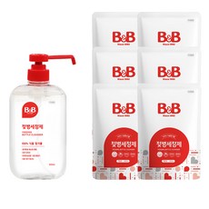 비앤비 젖병세정제 액상형 용기600ml + 리필500ml 6개, 1세트