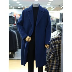 BON 20FW 블루 이중지 히든 반더블 캐시미어 혼방 세미오버 롱 코트 BN0WHA292 BL
