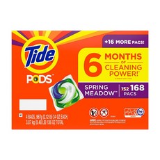 Tide PODS 타이드 포즈 리퀴드 캡슐 세제 스프링 미도우 향 168개입 Liquid Laundry Detergent Pacs Spring Meadow, One Size