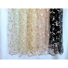 로즈 꽃 자수 망사 레이스 원단 5컬러