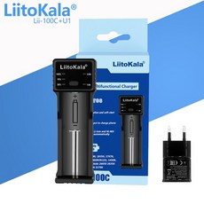 LiitoKala Lii-100C Lii-100 B 배터리 충전기 18650 18350 26650 16340 RCR123 14500 3.7V 1.2V Ni-MH 2A USB 스마트, [06] Lii-100C(U1)