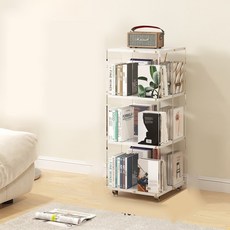 투명 아크릴 회전 책장 원목 책꽂이 거실 전면 서재 인테리어 북타워 오브제 3단 4단 5단, 투명 평아크릴/화이트 3단
