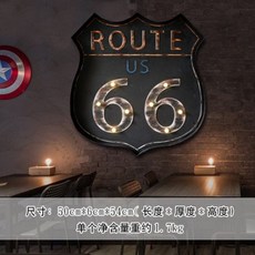 LED 레트로 US 국도 66 인테리어 예술 벽 장식 걸이, 단품