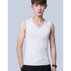 others 헝 위안 샹 브랜드 발열 베 스 트 남 더 벨벳 무 흔적 스키 니 가 두 꺼 운 청년 모 달 민소매 보온 조끼 v 넥 에 따라 열 나 는 옷 흰색 5XL