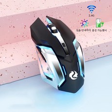 충전식 2g 무선 블루투스 게이밍 마우스 인체 공학적 음소거 컴퓨터 노트북용 LED 백라이트 마우스 IOS 안드로이드용, black, 2G wireless