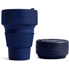 Stojo On The Go 커피 컵 포켓 사이즈 접이식 실리콘 여행용 컵-Brooklyn Collection 데님 12oz 355ml, 원 컬러_데님 -355ml, 원 컬러_데님 -355ml, 원 컬러