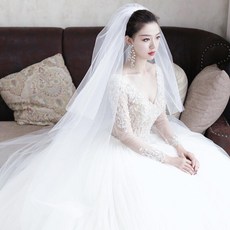 코고툴 브라이덜샤워 2겹 면사포 촬영 머리띠 2단