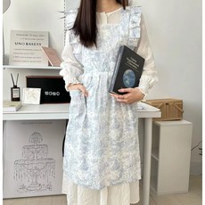 일상유틸 블루플로 머스티엘 원피스 예쁜 여름 앞치마 선물포장