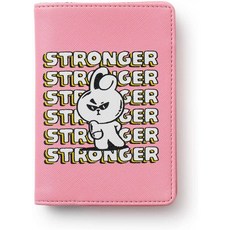 BT21 뮤직컬렉션 COOKY 캐릭터 큐트 패스포트 홀더 여행용 커버 지갑 핑크 패스포트 커버커버