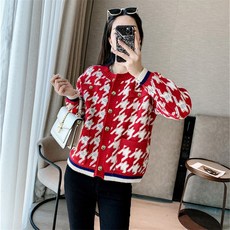 라쿤걸 라운드넥 니트여성가디건 AW100