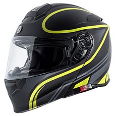 TORC T28 풀 페이스 오토바이 헬멧 스타 그래픽 DOT ECE 22.05 승인 골드 스타XL, Small, 매트 블랙 Hiviz 옐로우