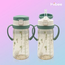 [100%국내제조]하이비 PPSU 에잇벤트 원터치 빨대컵 170ml 270ml 빨대2종포함, 1개, 야자수 올리브그린