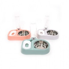 강아지 고양이 애견 급식기 급수기 샵 카페 자율배식 물통, 3색반자동급수기&식기그레이