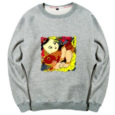 탱이점빵 차이나 헤리티지 문화 년 그림 인형 겨울 가을 계절 남성 기모 융 보온 와이드 루즈핏 상의
