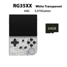 RG35XX 한방팩 Reebolnic 레트로 휴대용 비디오 게임 리눅스 시스템 RG35XX 128GB 인치 IPS 스크린, 5.White 64G