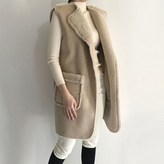 러블리아미에 / 아미에 / 루즈핏 무스탕 퍼 밍크 롱 베스트 조끼