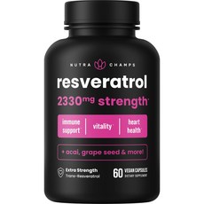 Resveratrol Supplement | Extra Strength Formula for Healthy Immune Support & Heart Health | 60 Veg, 60정, 1개