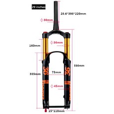 포크 29 27.5 인치 테이퍼 튜브 풀 서스펜션 자전거 에어 산악 프레임 160mm 110 댐핑 액세서리, 29er Fork Mtb 2