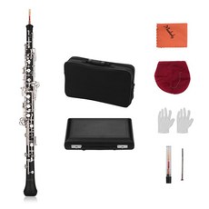 Muslady Professional 오보에 C 키 반자동 스타일 니켈 도금 키 오보에 리드 장갑 가죽 케이스가있는 목 관악기, Nickel-plated Keys_3