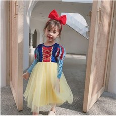 유아 아동 아기 할로윈 백설 공주 드레스 머리띠 포함 여아 코스튬 쉬폰 원피스